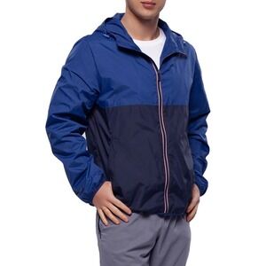 Rokka & Rolla Men's Lightweight Rain‎ Jacket Packable Windbreaker Blue Sz-S New